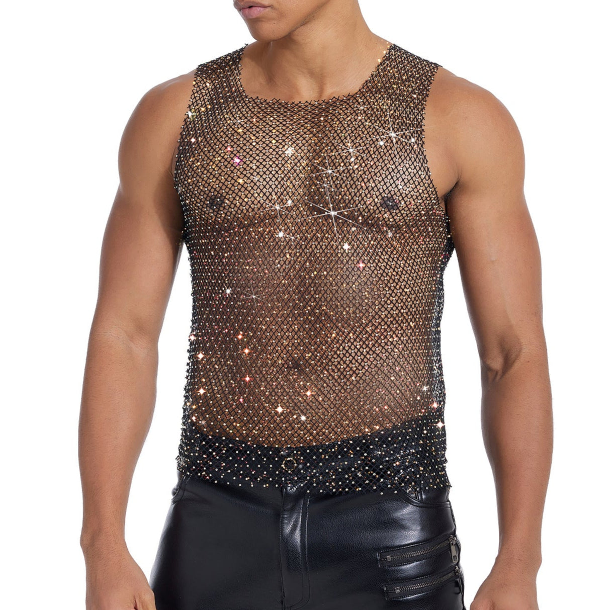 Sparkle Party Fishnet Top with Rhinestones Broken nail hot diamond style