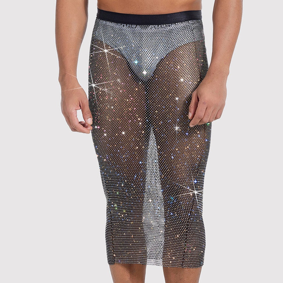 Sparkle Party Rhinestone fishnet maxi dress