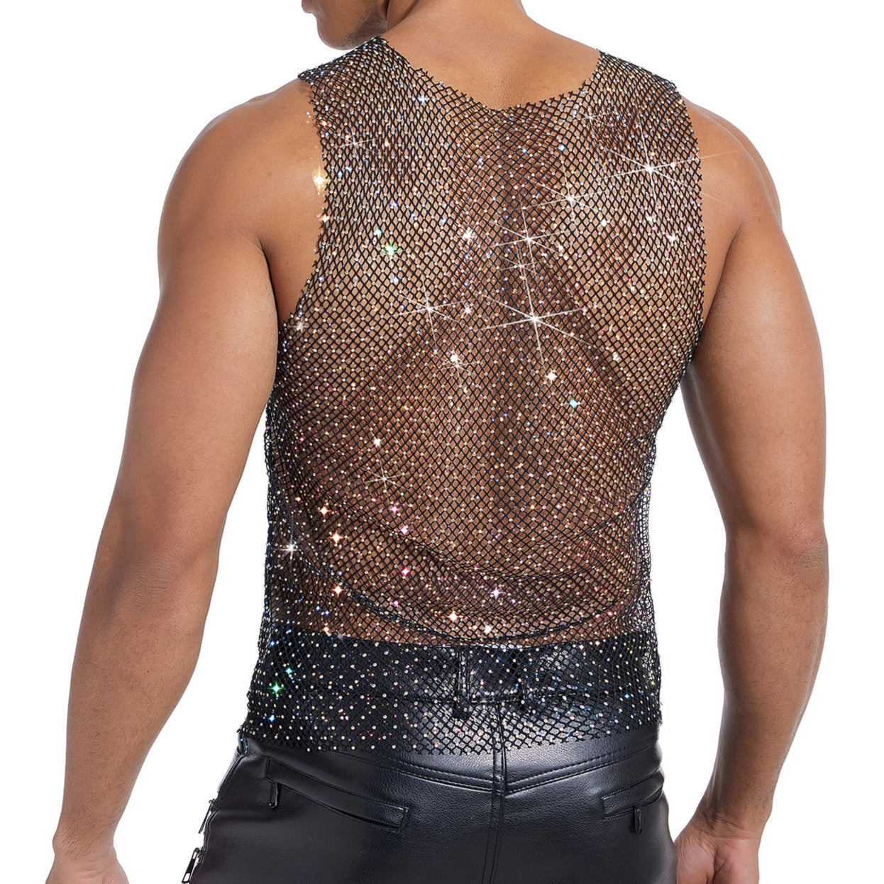 Sparkle Party Fishnet Top with Rhinestones Broken nail hot diamond style