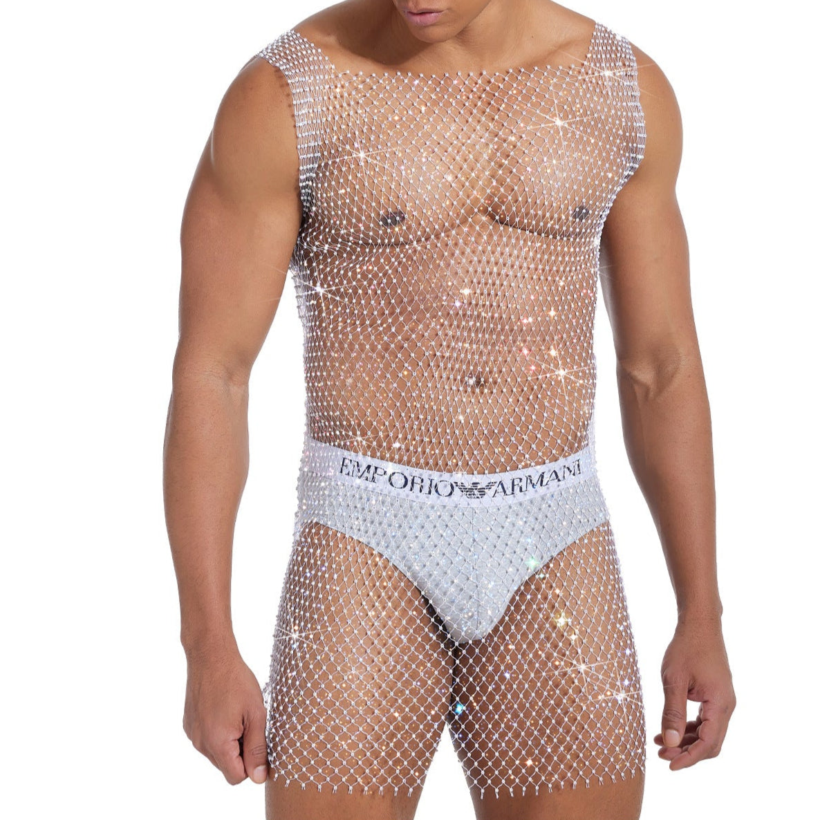 Sparkle Party Fishnet dress with Rhinestones