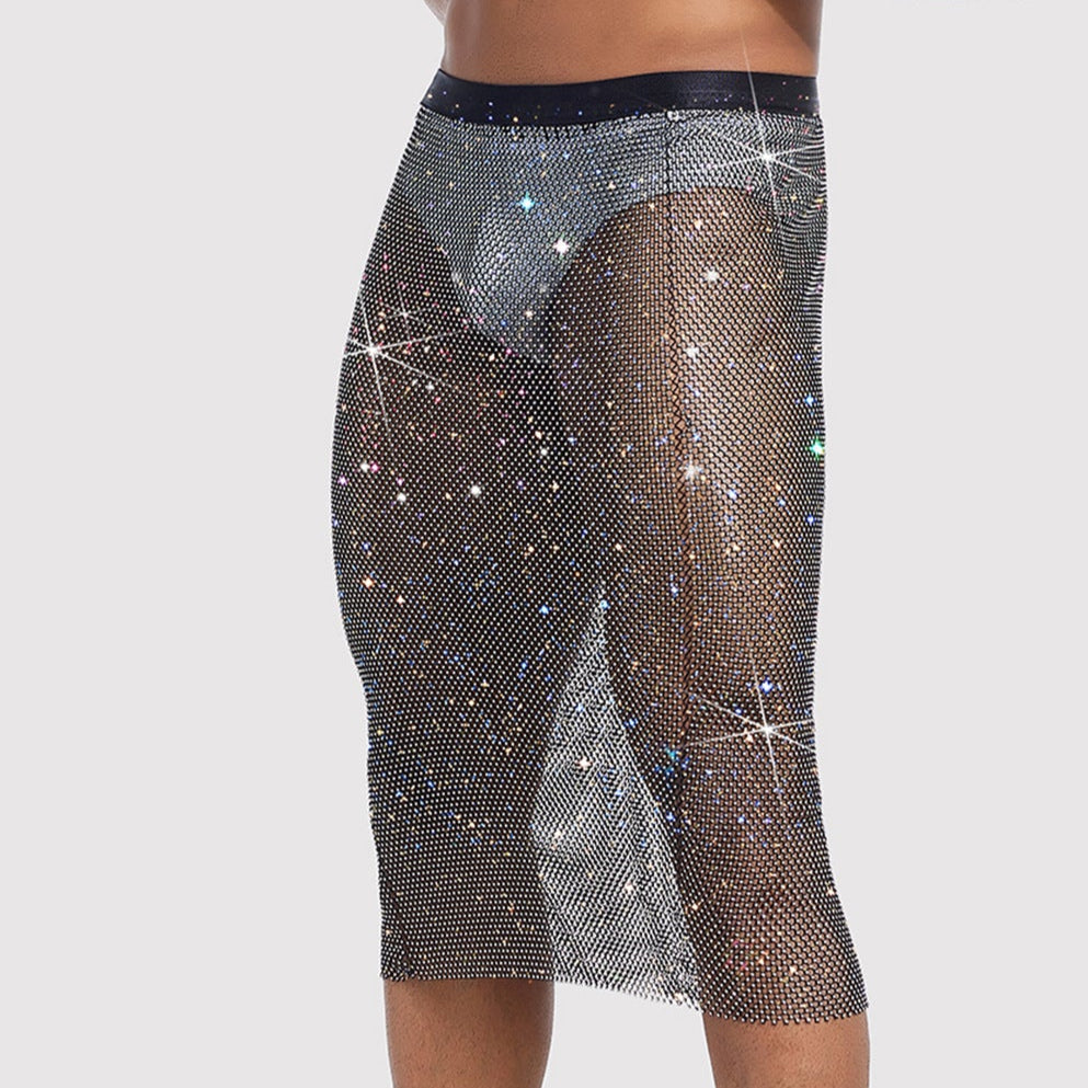 Sparkle Party Rhinestone fishnet maxi dress