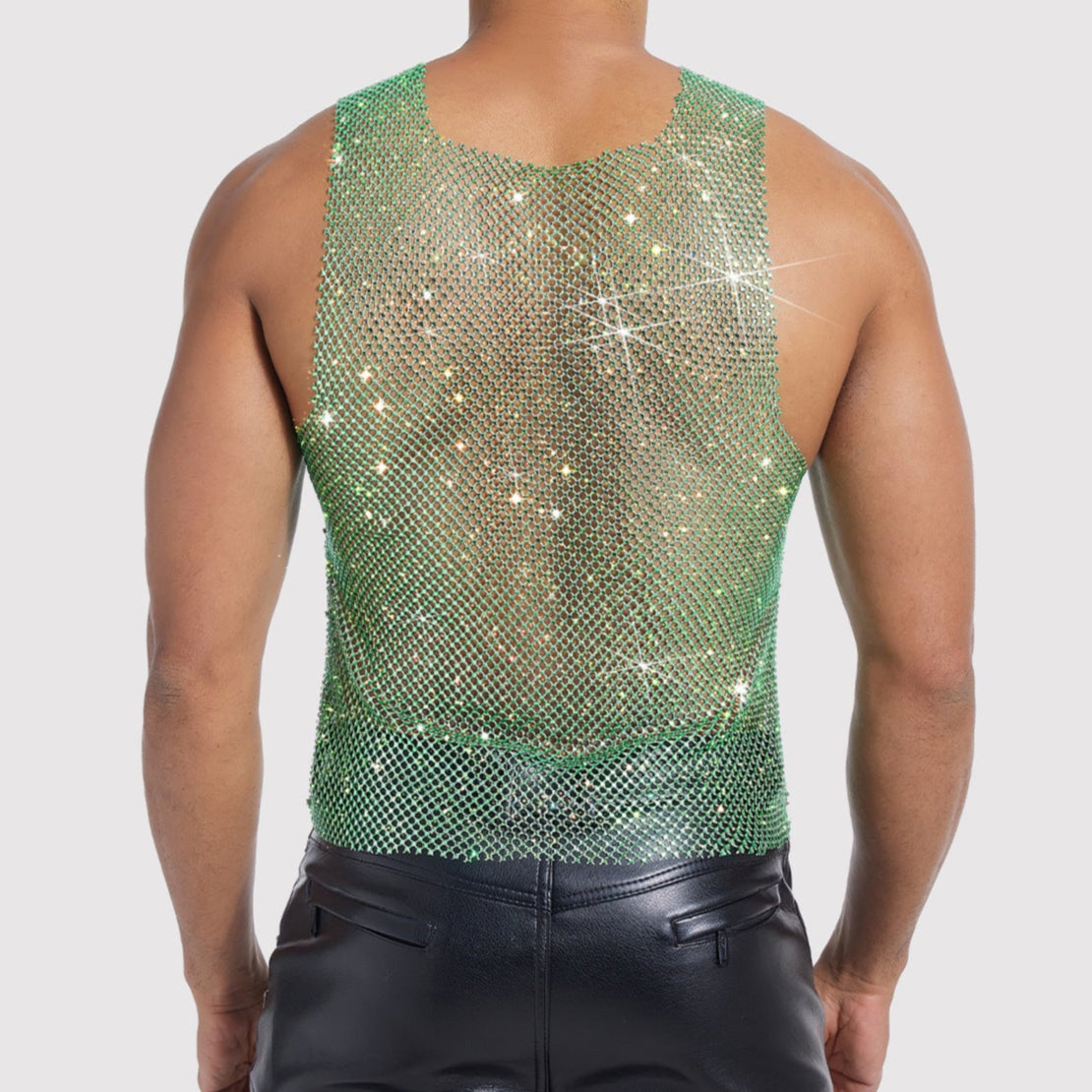 Sparkle Party Fishnet Top with Rhinestones High-density crystal covered top