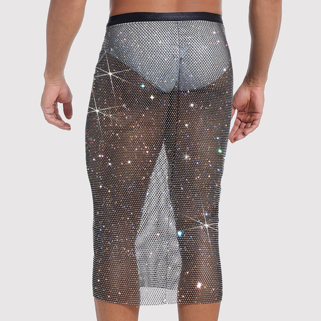 Sparkle Party Rhinestone fishnet maxi dress