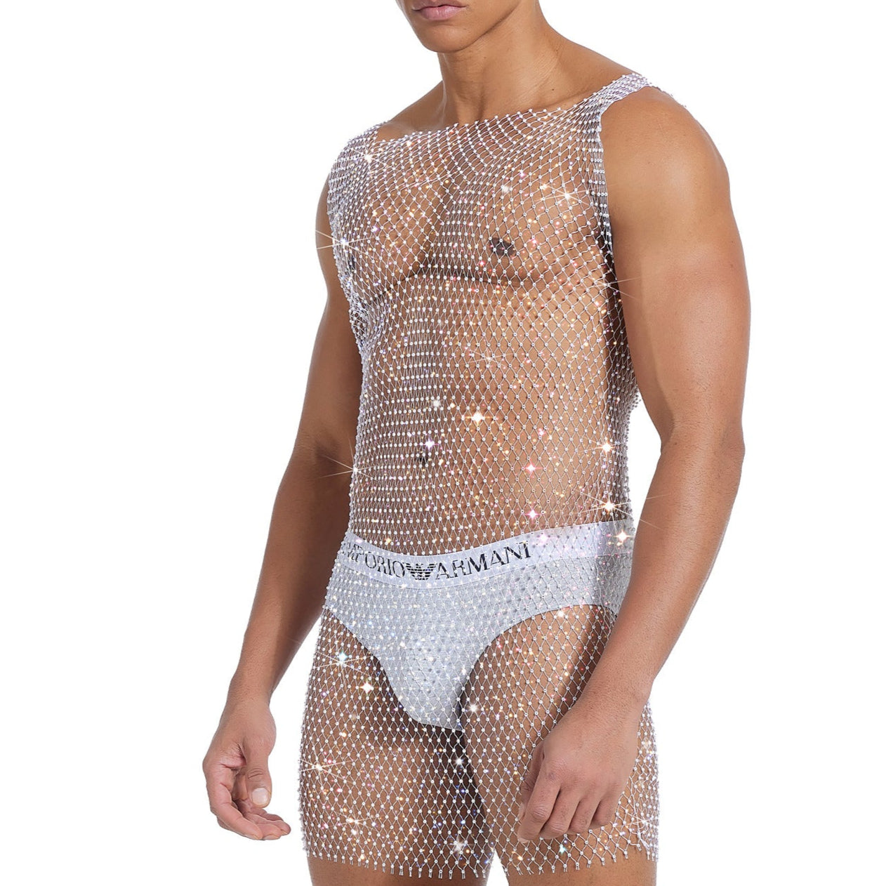 Sparkle Party Fishnet dress with Rhinestones