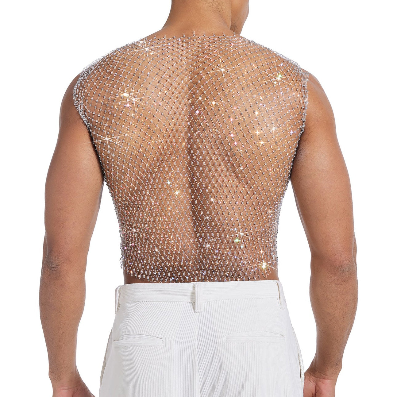 Sparkle Party Fishnet Top with Rhinestones Bedazzled crop tank