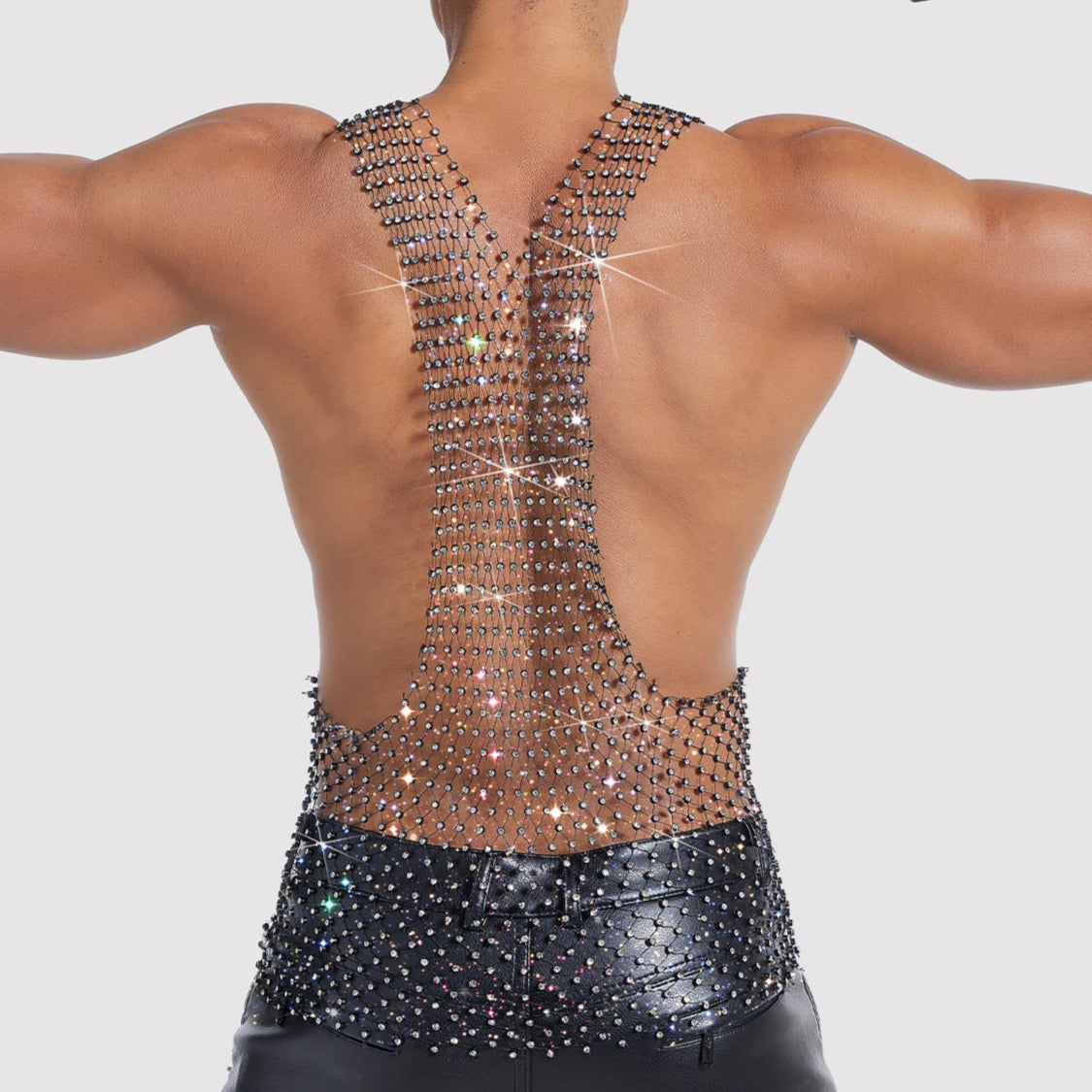 Sparkle Party Fishnet Top with Rhinestones Oversized rhinestone top