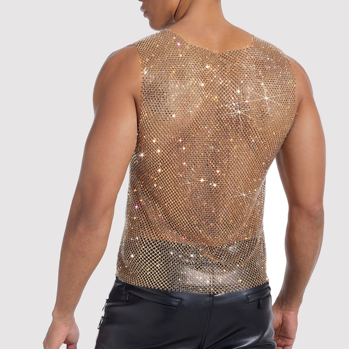 Sparkle Party Fishnet Top with Rhinestones High-density crystal covered top