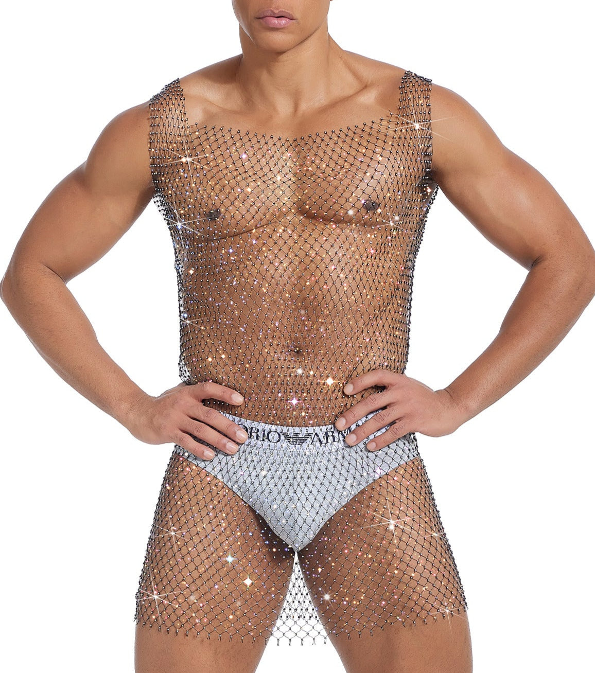 Sparkle Party Fishnet dress with Rhinestones