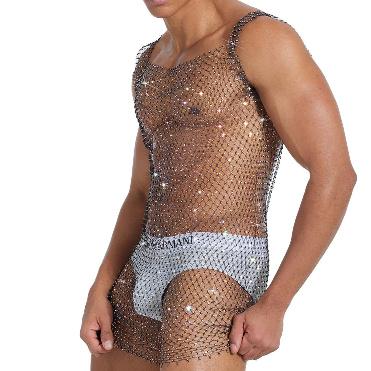 Sparkle Party Fishnet dress with Rhinestones