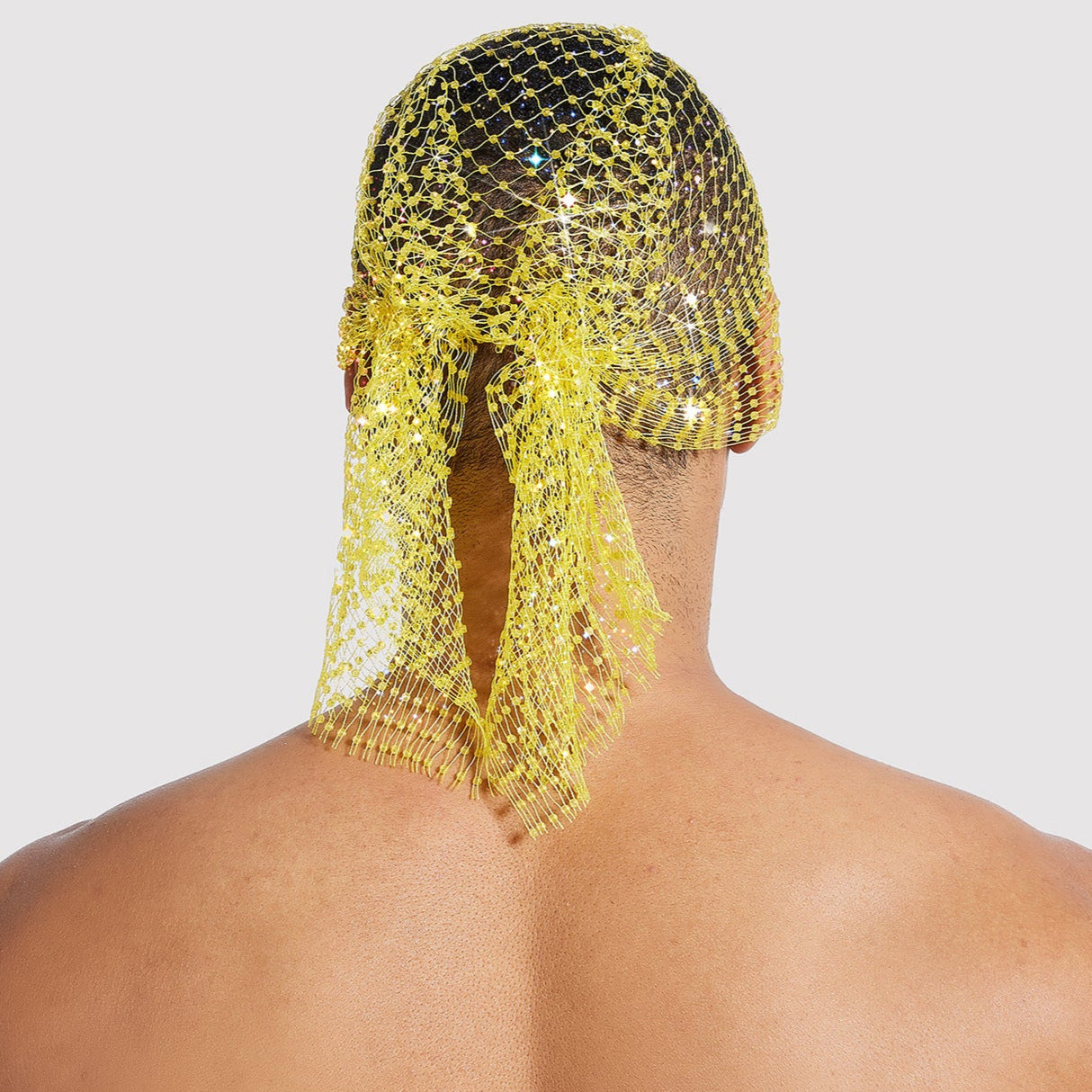 Rhinestone-Embellished Fishnet Turban Hat - Stretch Party Headpiece 22