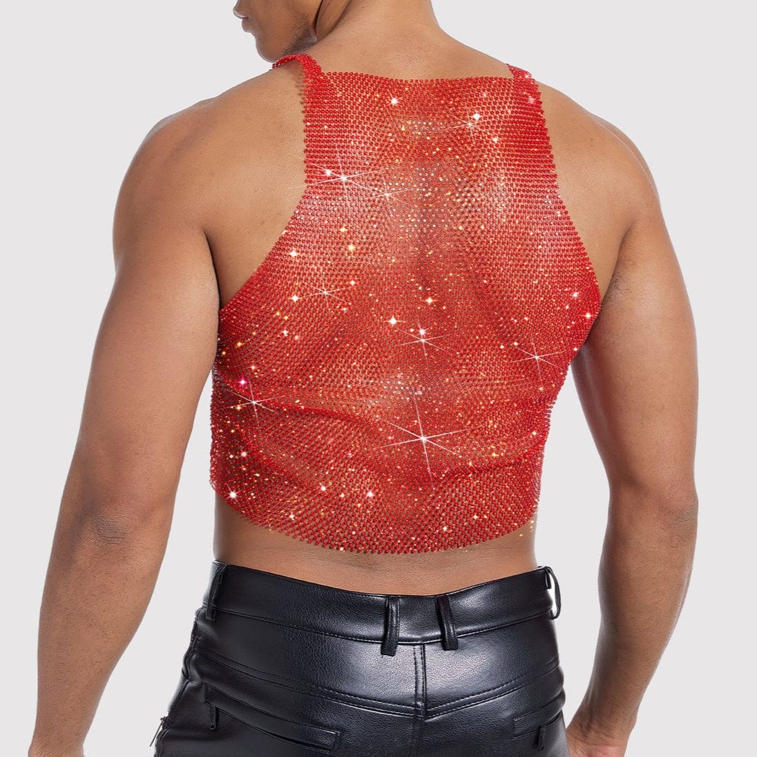 Sparkle Party Fishnet Top with Rhinestone Straps