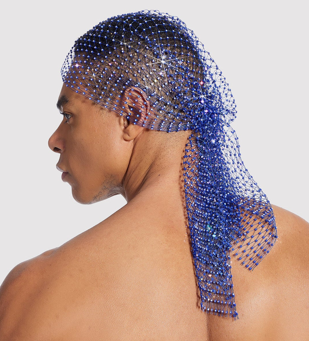 Rhinestone-Embellished Fishnet Turban Hat - Stretch Party Headpiece 22
