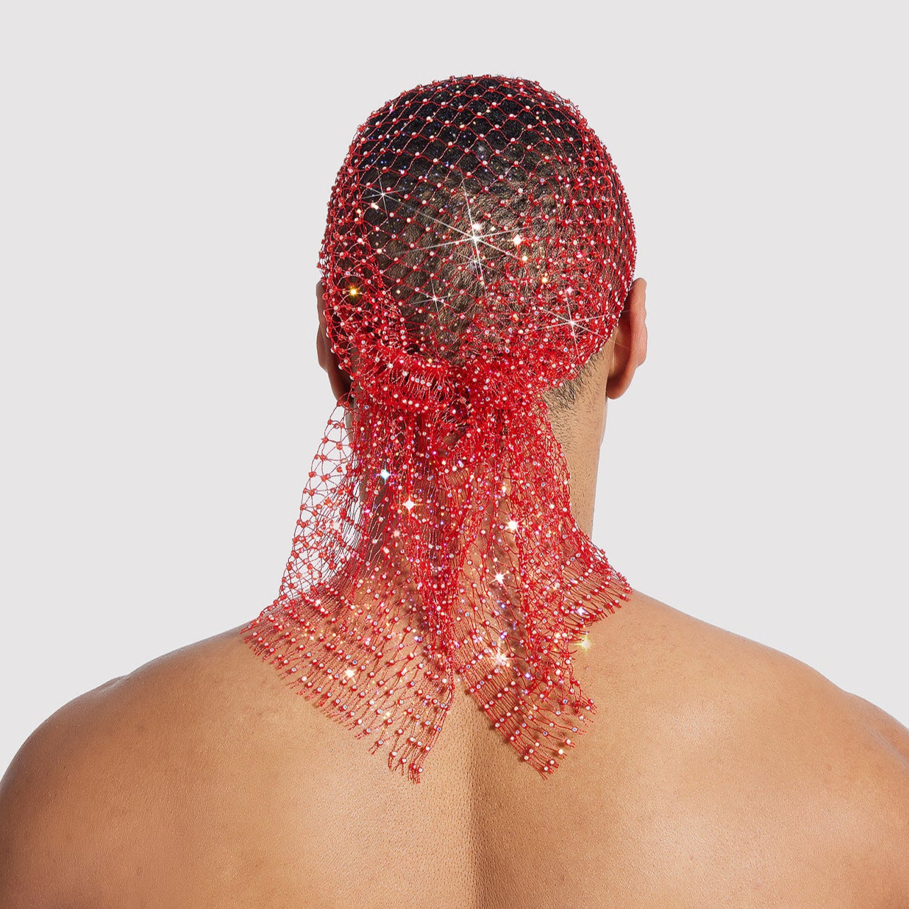 Rhinestone-Embellished Fishnet Turban Hat - Stretch Party Headpiece 22