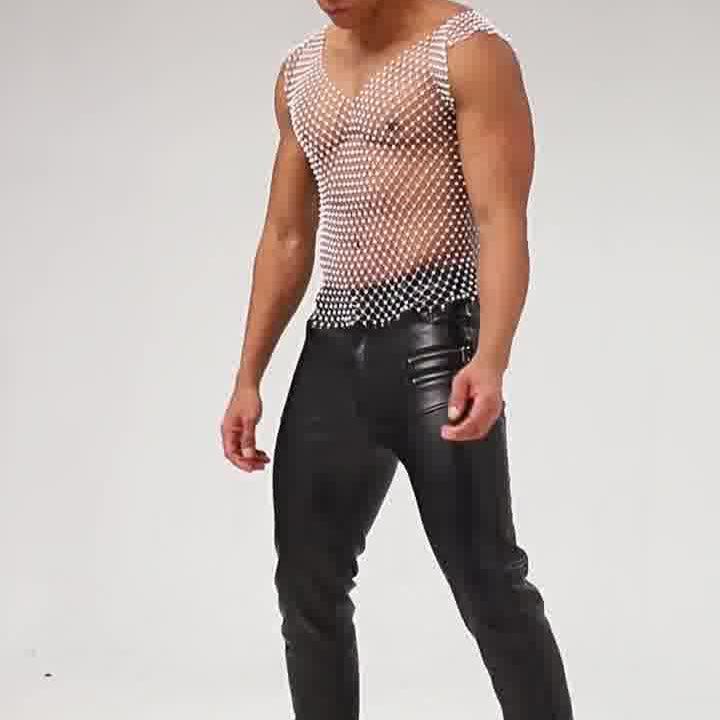 Sparkle Party Fishnet Top with Rhinestones Hotfix rhinestone