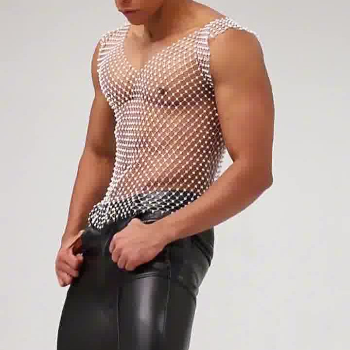 Sparkle Party Fishnet Top with Rhinestones Hotfix rhinestone