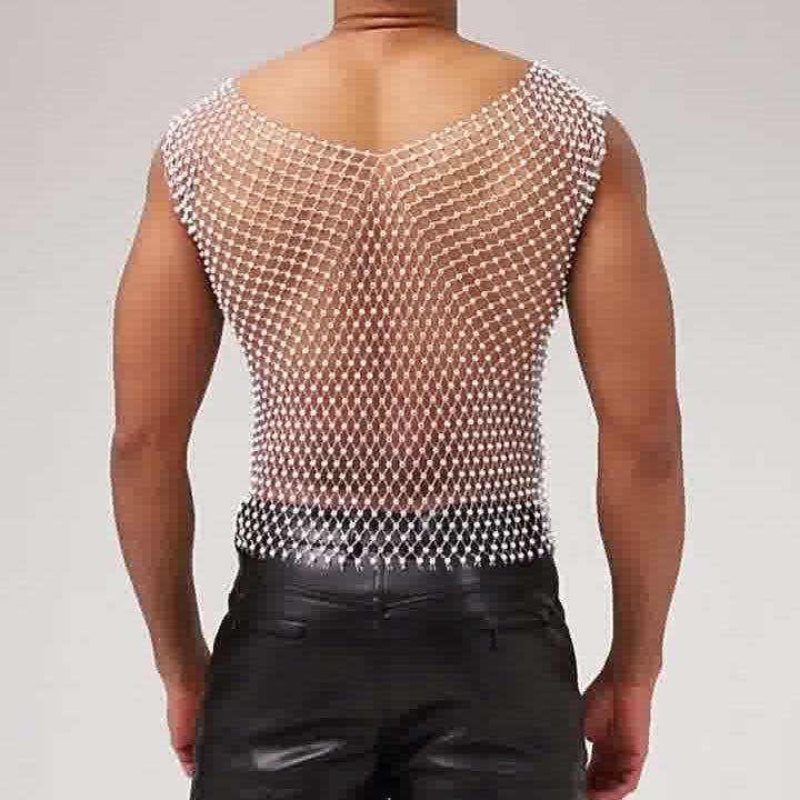 Sparkle Party Fishnet Top with Rhinestones Hotfix rhinestone