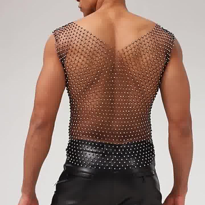 Sparkle Party Fishnet Top with Rhinestones Hotfix rhinestone