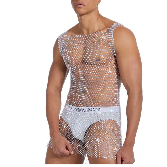 Sparkle Party Fishnet dress with Rhinestones