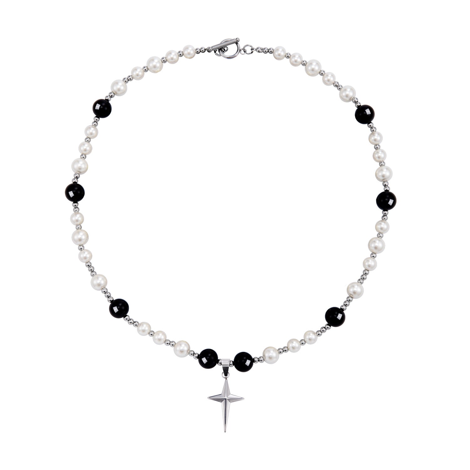 Celestial Radiance Cross & Pearl Layered Necklace