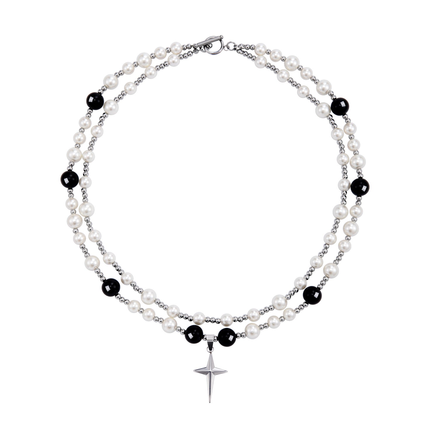 Celestial Radiance Cross & Pearl Layered Necklace