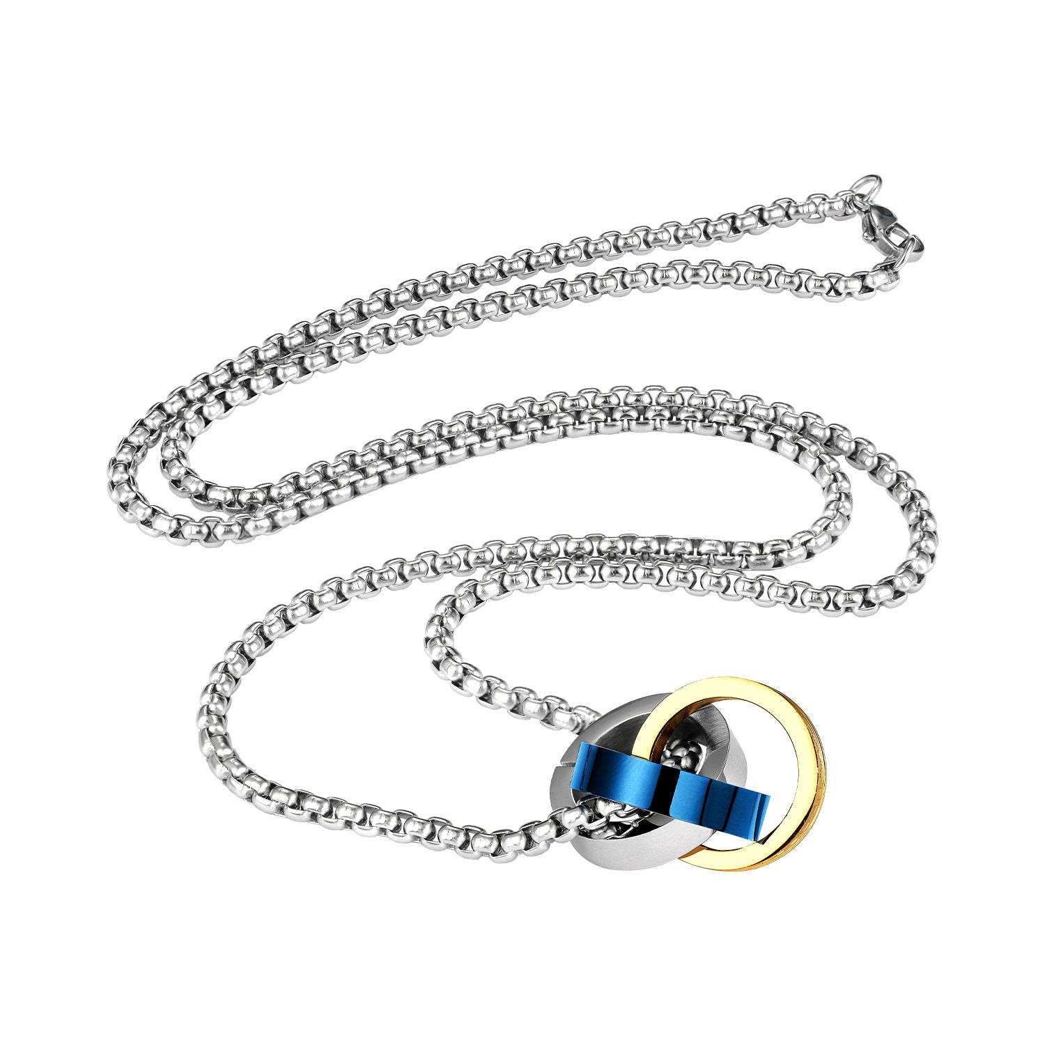 Urban Hip-hop Titanium Steel Triple Ring Necklace