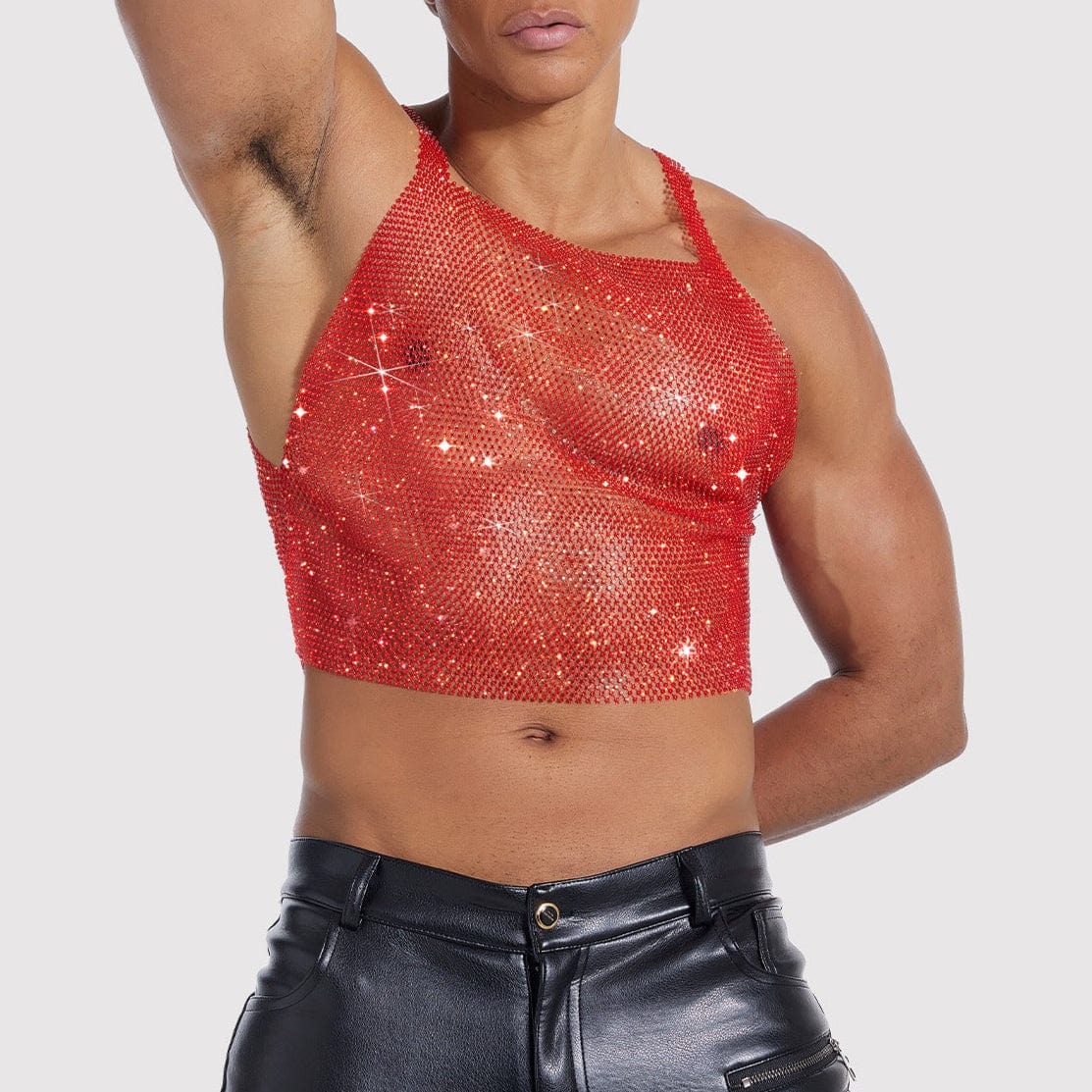 Sparkle Party Fishnet Top with Rhinestone Straps