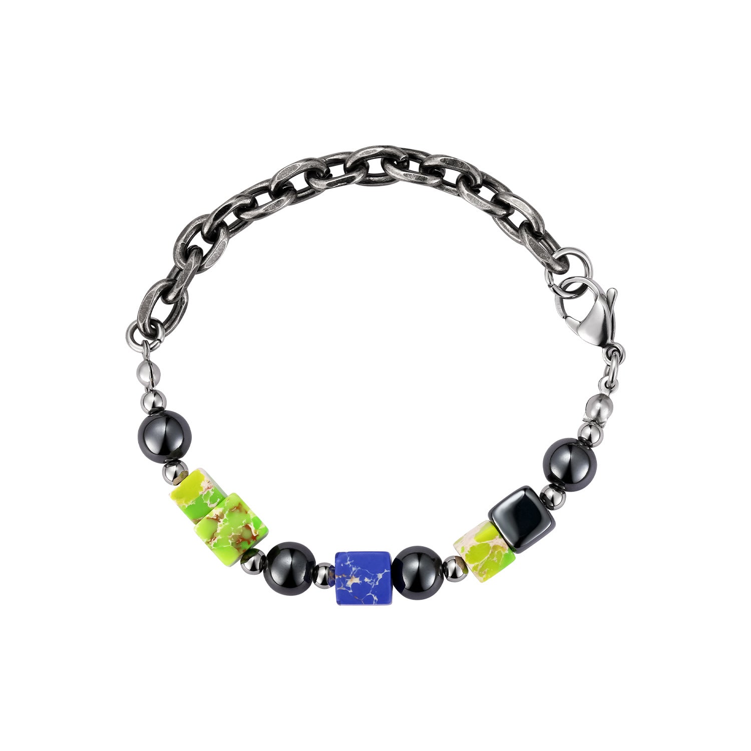 Hematite & Enameled Cubes Bracelet