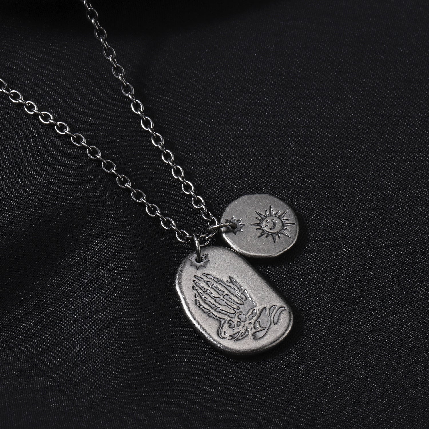 Praying Hands Sunshine Sun Smile Necklace