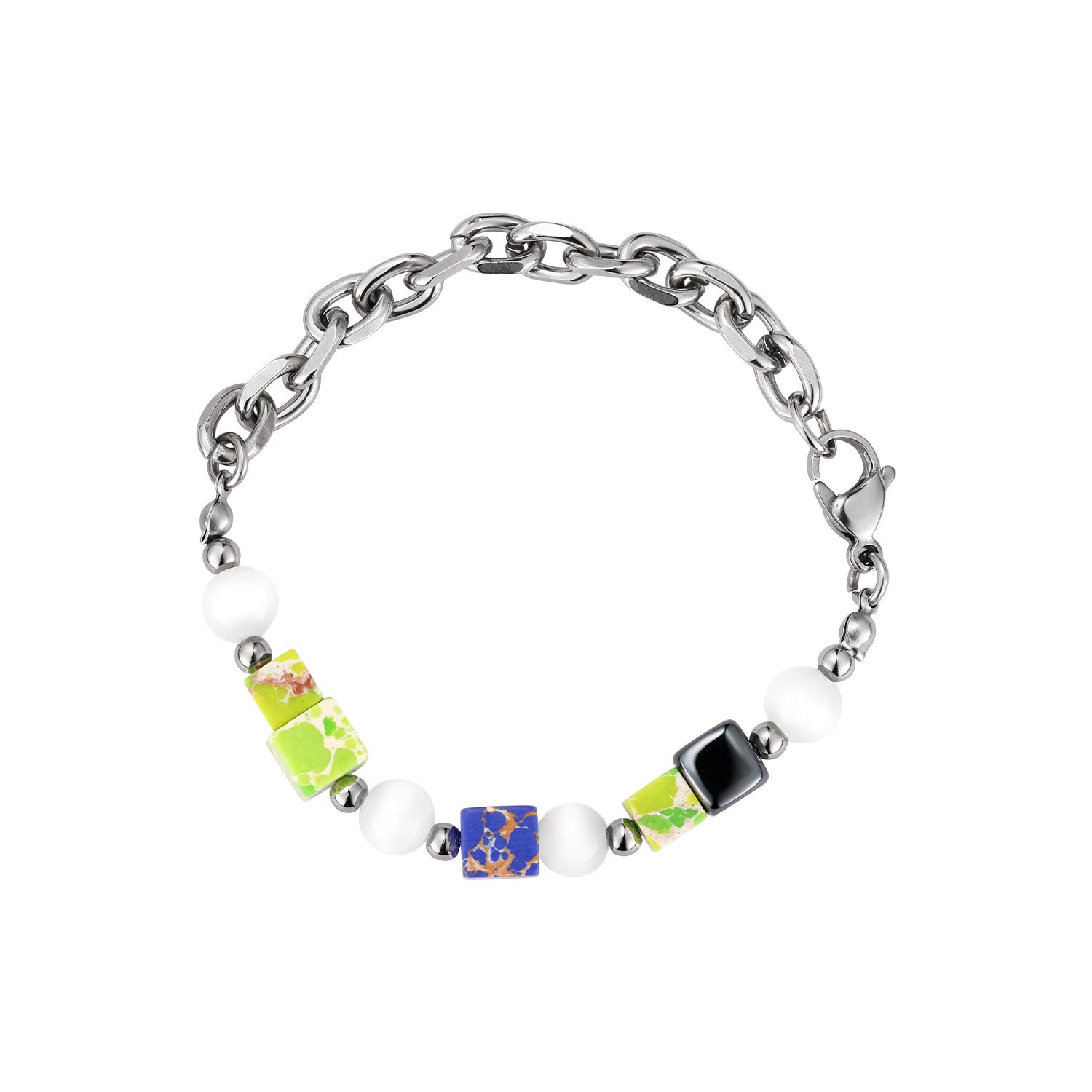 Hematite & Enameled Cubes Bracelet