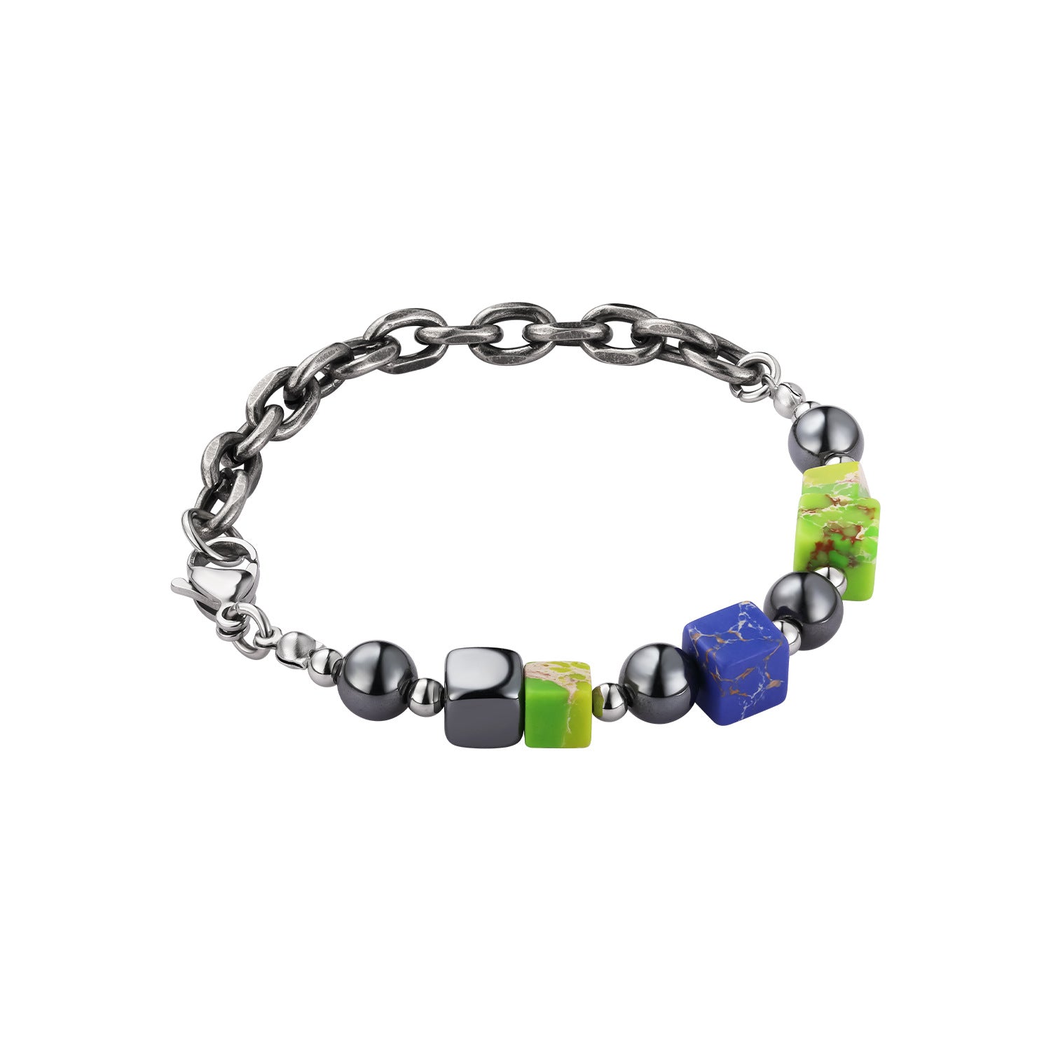 Hematite & Enameled Cubes Bracelet