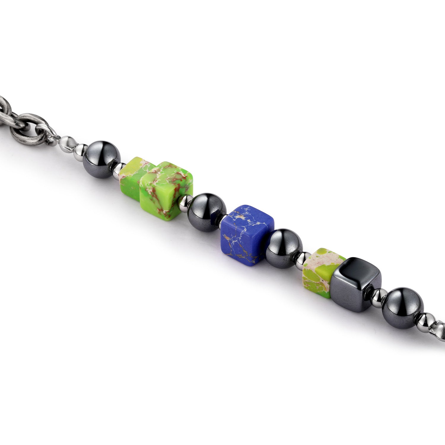 Hematite & Enameled Cubes Bracelet